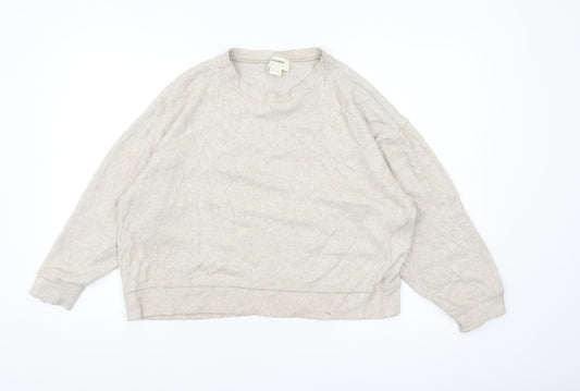 Pull & Bear Women’s Beige Relaxed Fit Long Sleeve Jersey Top Size 12
