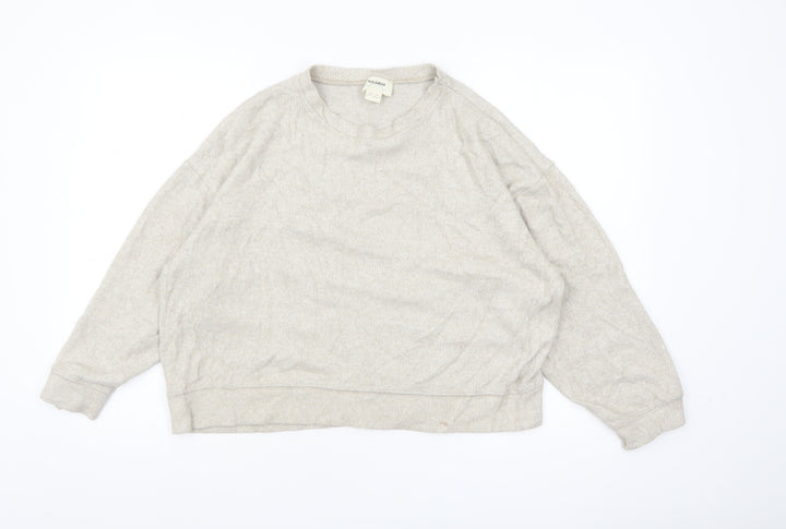 Pull & Bear Women’s Beige Relaxed Fit Long Sleeve Jersey Top Size 12