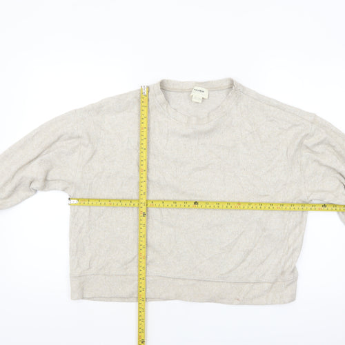 Pull & Bear Women’s Beige Relaxed Fit Long Sleeve Jersey Top Size 12