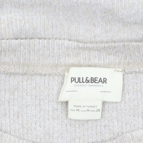 Pull & Bear Women’s Beige Relaxed Fit Long Sleeve Jersey Top Size 12