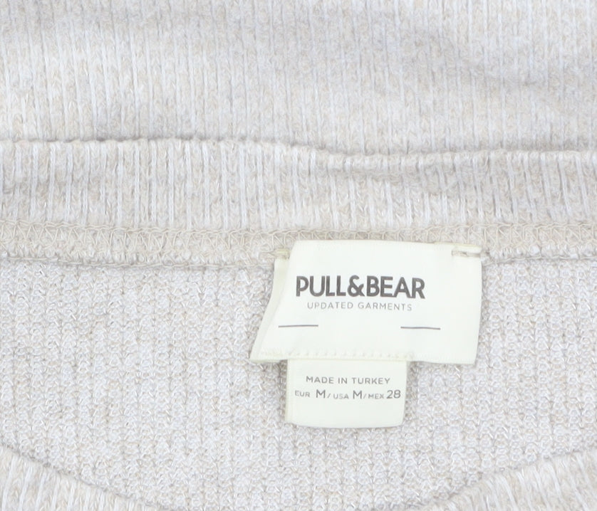 Pull & Bear Women’s Beige Relaxed Fit Long Sleeve Jersey Top Size 12