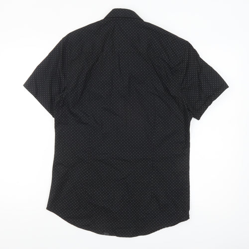Burton Menswear London Black Polka Dot Slim Fit Short Sleeve Shirt Size S