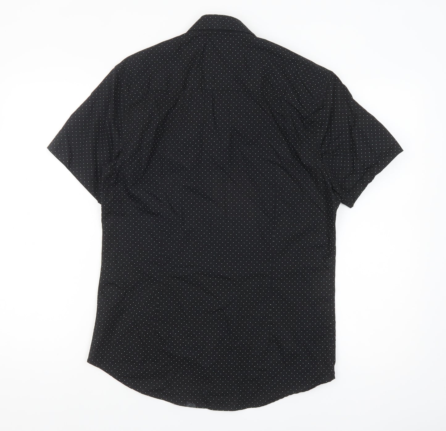 Burton Menswear London Black Polka Dot Slim Fit Short Sleeve Shirt Size S