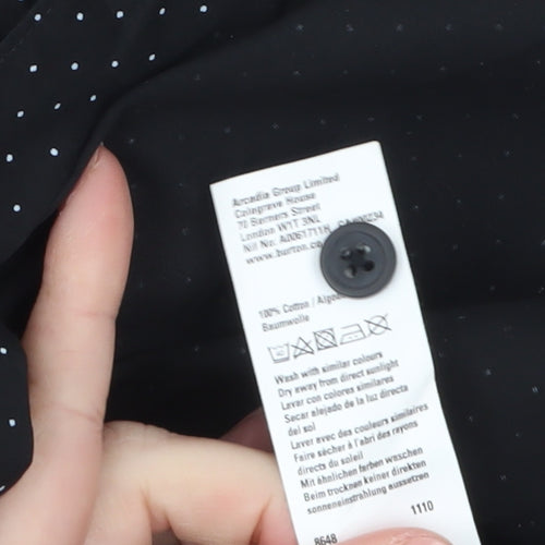 Burton Menswear London Black Polka Dot Slim Fit Short Sleeve Shirt Size S