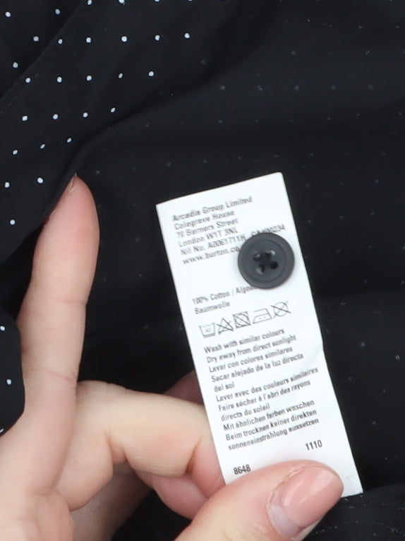 Burton Menswear London Black Polka Dot Slim Fit Short Sleeve Shirt Size S