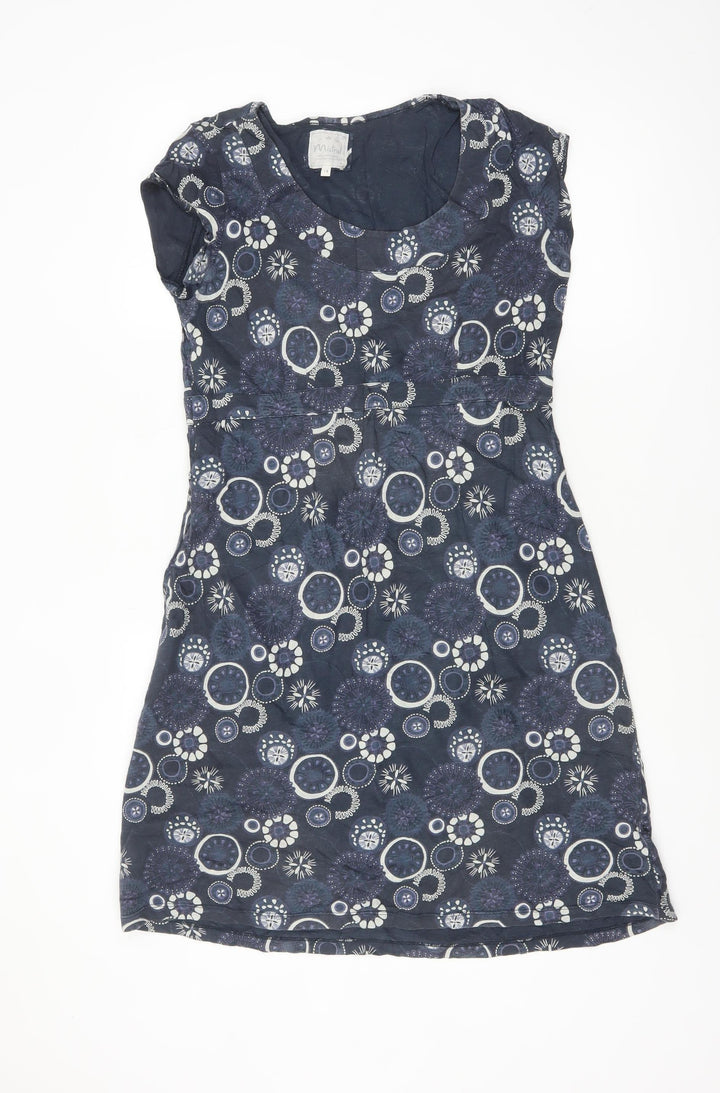 Mistral Womens Blue Geometric Cotton Shift Dress Size 14