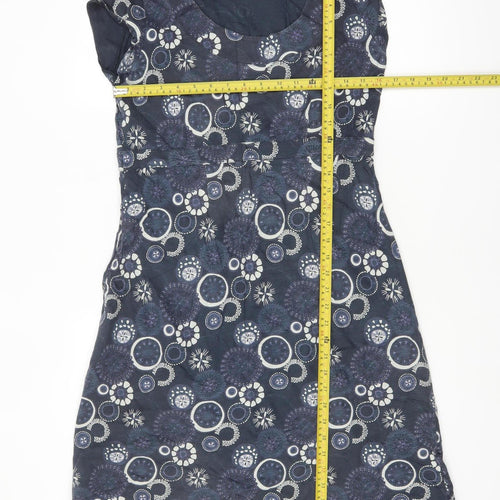 Mistral Womens Blue Geometric Cotton Shift Dress Size 14
