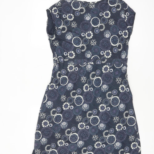 Mistral Womens Blue Geometric Cotton Shift Dress Size 14