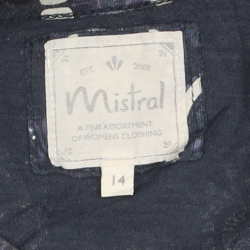 Mistral Womens Blue Geometric Cotton Shift Dress Size 14