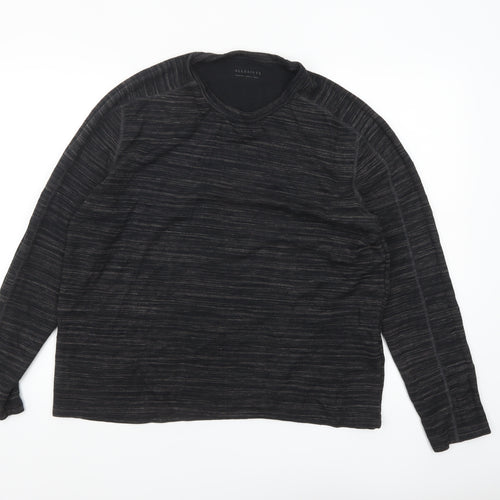 AllSaints Men’s Black Long Sleeve Cotton Blend Crew Neck Top Medium