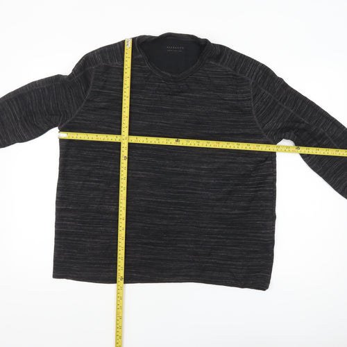 AllSaints Men’s Black Long Sleeve Cotton Blend Crew Neck Top Medium