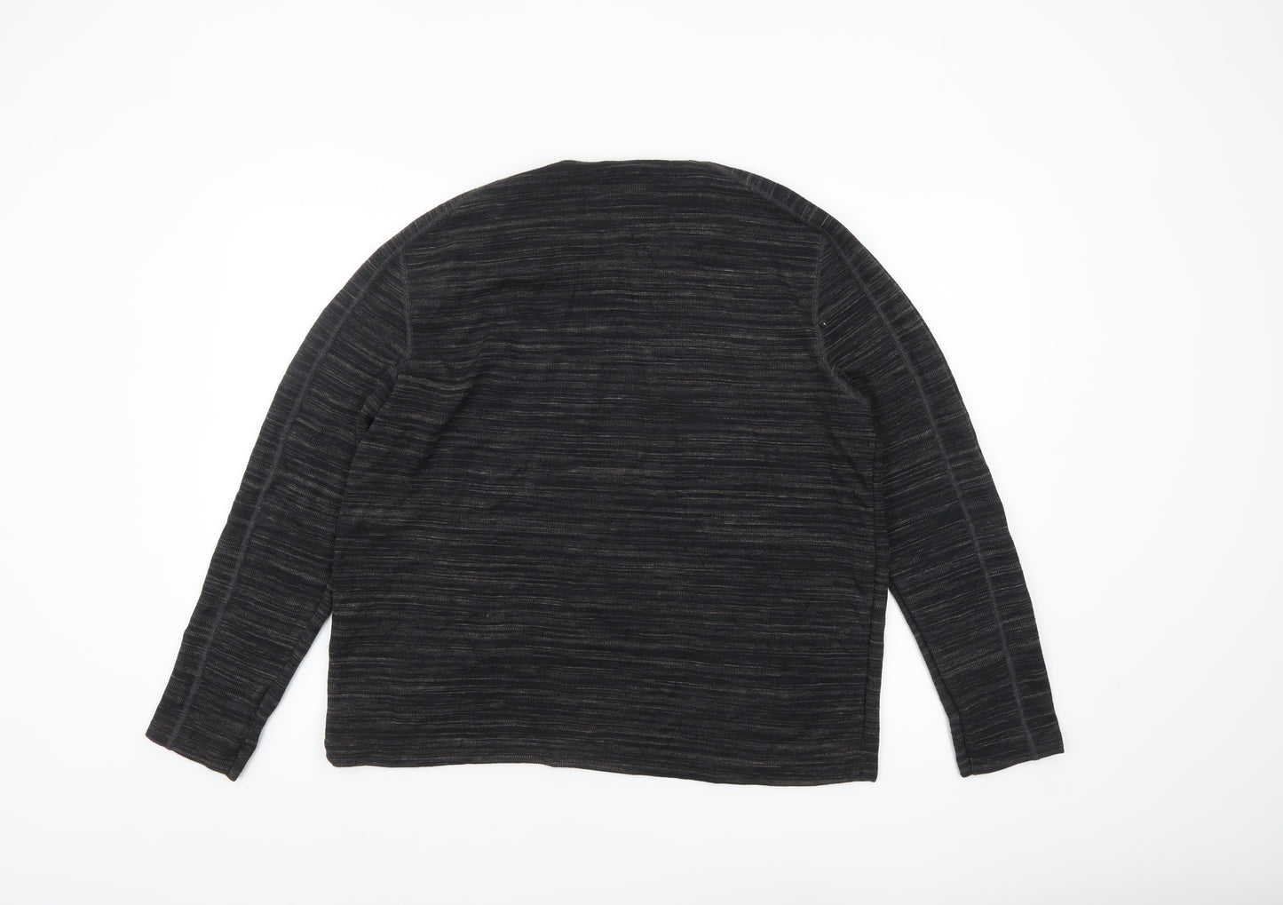 AllSaints Men’s Black Long Sleeve Cotton Blend Crew Neck Top Medium