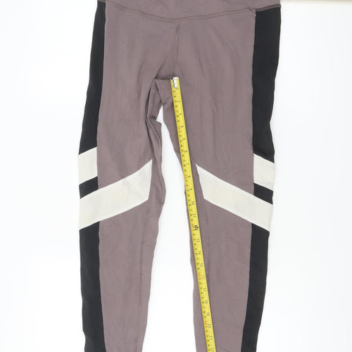 Reebok Womens Beige Black Speedwick Leggings Medium 12-14 Active Trousers