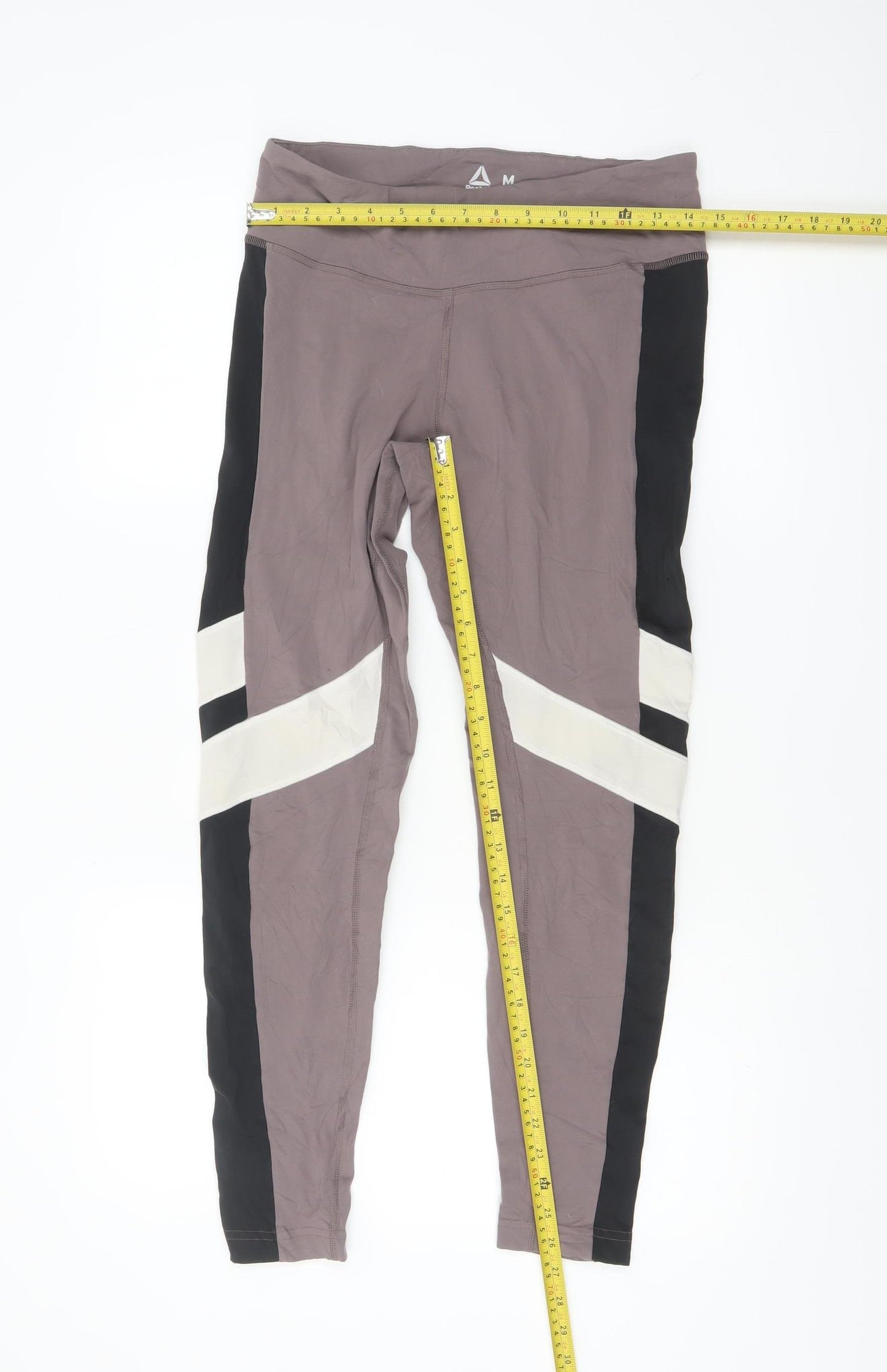 Reebok Womens Beige Black Speedwick Leggings Medium 12-14 Active Trousers