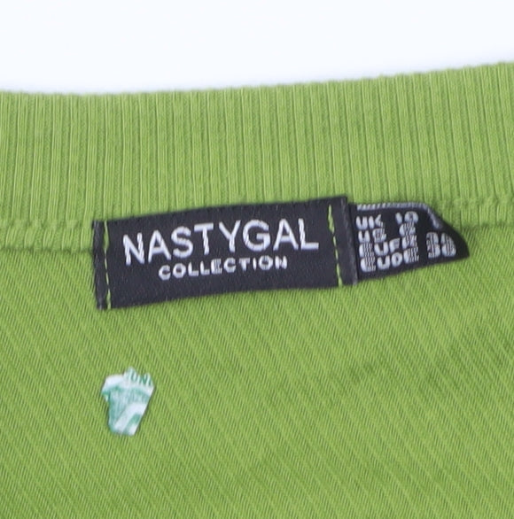 Nasty Gal Women’s Green One Shoulder Ribbed Bodysuit Size 10