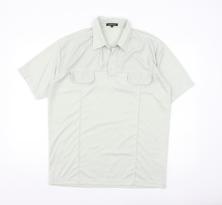 Whispering Smith Men's Light Grey Polyester Short Sleeve Polo Shirt Size L