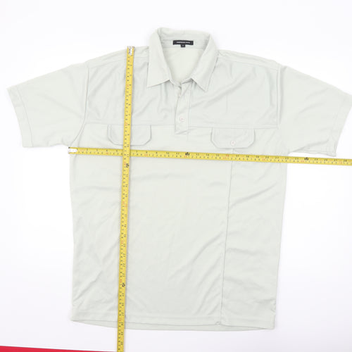 Whispering Smith Men's Light Grey Polyester Short Sleeve Polo Shirt Size L