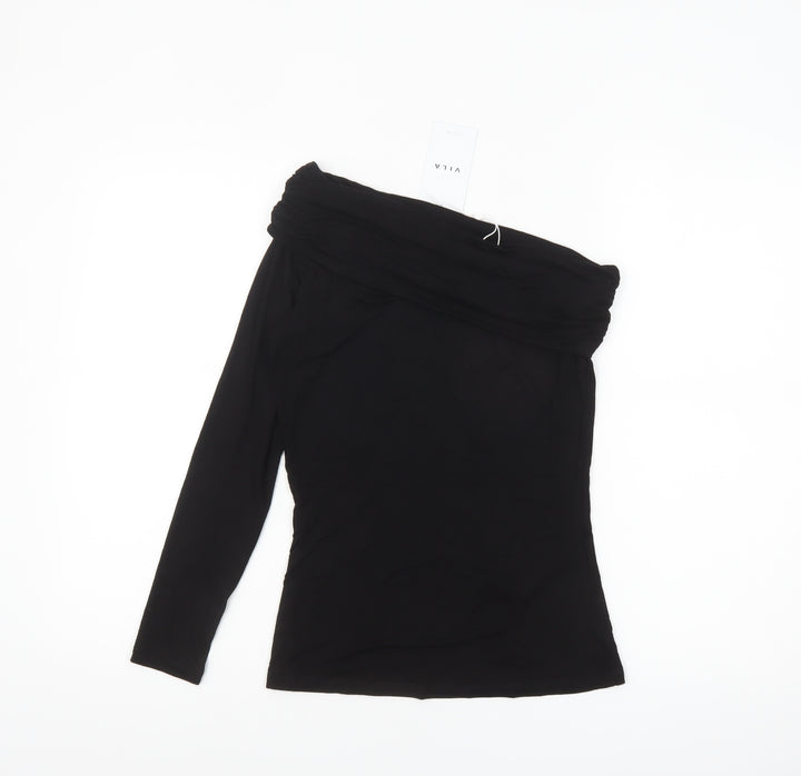Vila Women's Black Off Shoulder Long Sleeve Top Size 8