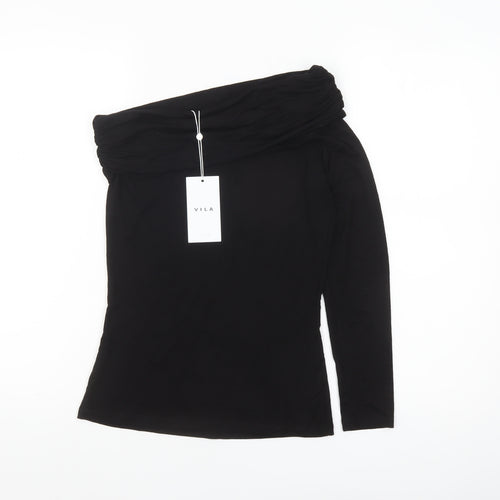 Vila Women's Black Off Shoulder Long Sleeve Top Size 8