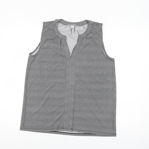 H&M Women’s Black Geometric Sleeveless V-Neck Blouse Size 8