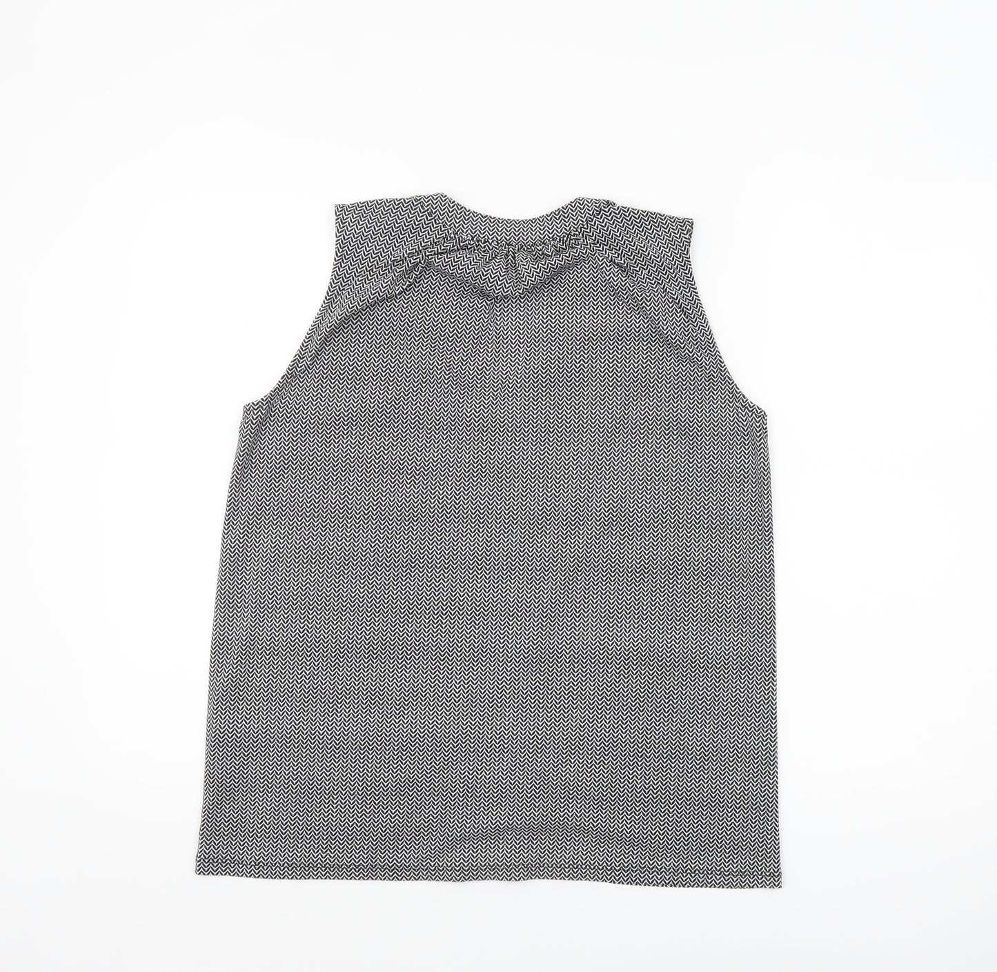 H&M Women’s Black Geometric Sleeveless V-Neck Blouse Size 8