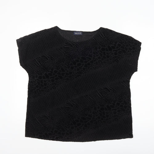 Saloos Women’s Black Velvet Animal Print Tunic Blouse Size 18