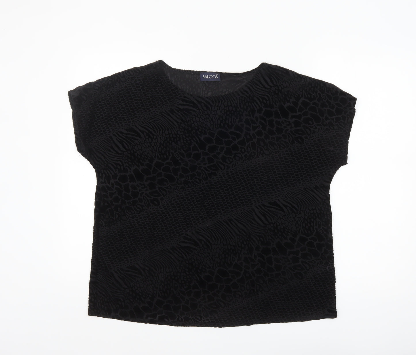 Saloos Women’s Black Velvet Animal Print Tunic Blouse Size 18