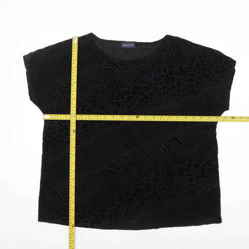 Saloos Women’s Black Velvet Animal Print Tunic Blouse Size 18