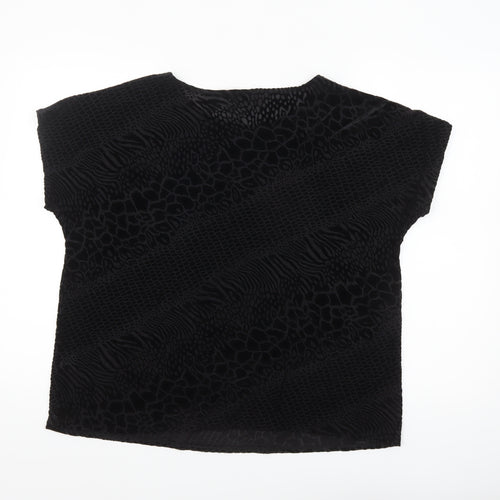 Saloos Women’s Black Velvet Animal Print Tunic Blouse Size 18