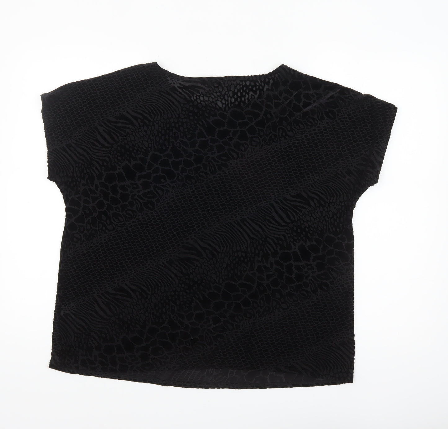 Saloos Women’s Black Velvet Animal Print Tunic Blouse Size 18