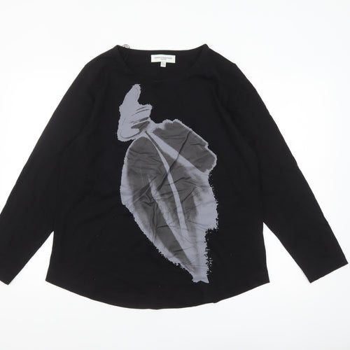 Carolyn Donnelly The Edit Womens Black Long Sleeve Cotton T-Shirt Size L