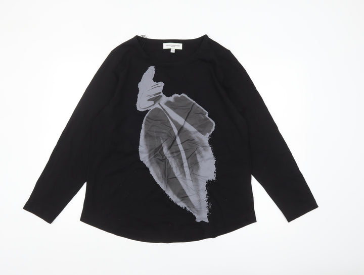 Carolyn Donnelly The Edit Womens Black Long Sleeve Cotton T-Shirt Size L