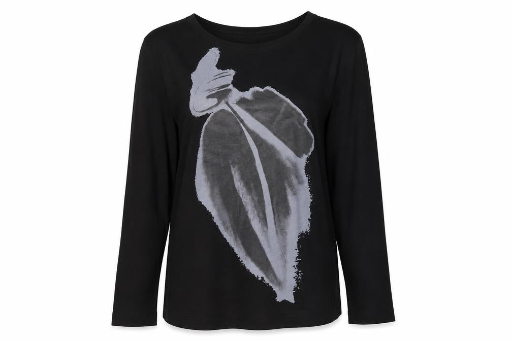 Carolyn Donnelly The Edit Womens Black Long Sleeve Cotton T-Shirt Size L