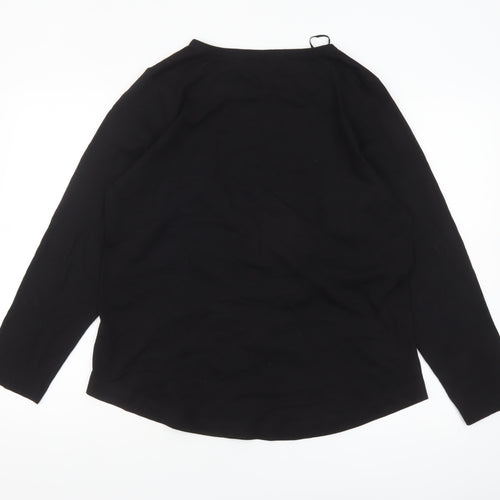 Carolyn Donnelly The Edit Womens Black Long Sleeve Cotton T-Shirt Size L