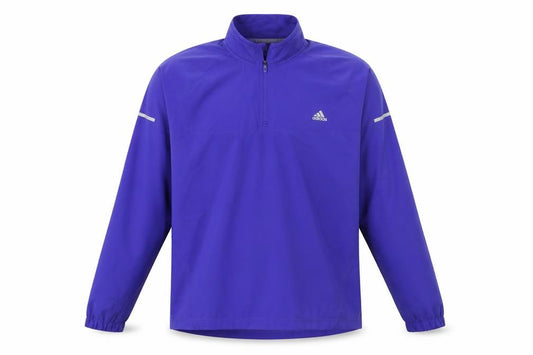 Front view of adidas Men’s Blue ClimaProof 1/2 Zip Pullover Sweatshirt L