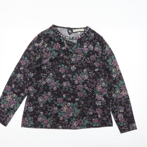 Paco Boutique Women’s Multicoloured Floral Beaded Long Sleeve Blouse Size 14