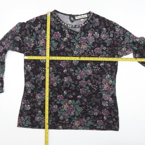 Paco Boutique Women’s Multicoloured Floral Beaded Long Sleeve Blouse Size 14