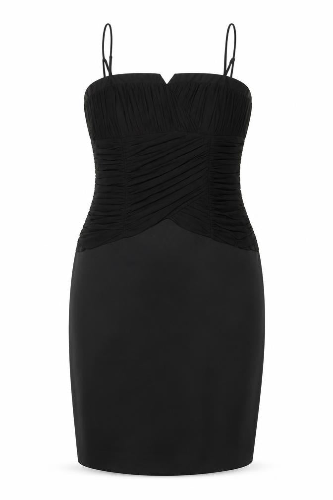 Precis Petite Women’s Black Ruched Bodycon Knee Length Sweetheart Dress Size 14