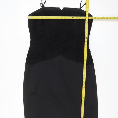 Precis Petite Women’s Black Ruched Bodycon Knee Length Sweetheart Dress Size 14