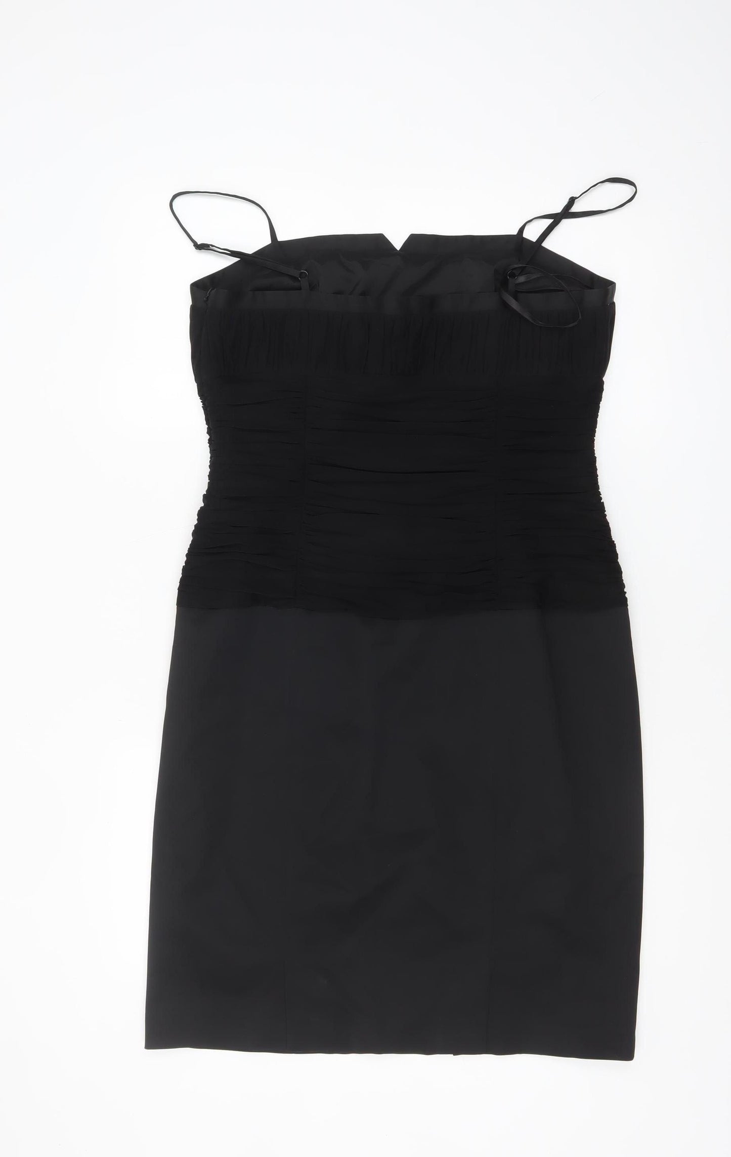 Precis Petite Women’s Black Ruched Bodycon Knee Length Sweetheart Dress Size 14