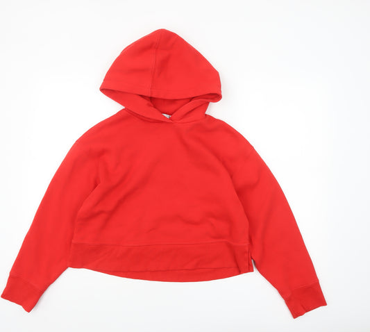 ZARA Womens Red Pullover Hoodie Size 8 Cotton Blend Casual