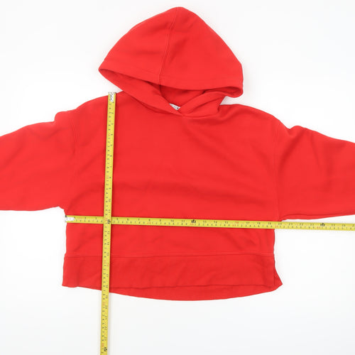 ZARA Womens Red Pullover Hoodie Size 8 Cotton Blend Casual