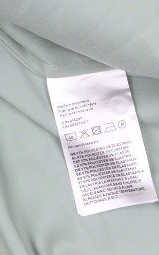 H&M Women Green Satin Long Sleeve Blouse Size 12