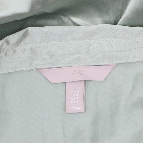 H&M Women Green Satin Long Sleeve Blouse Size 12