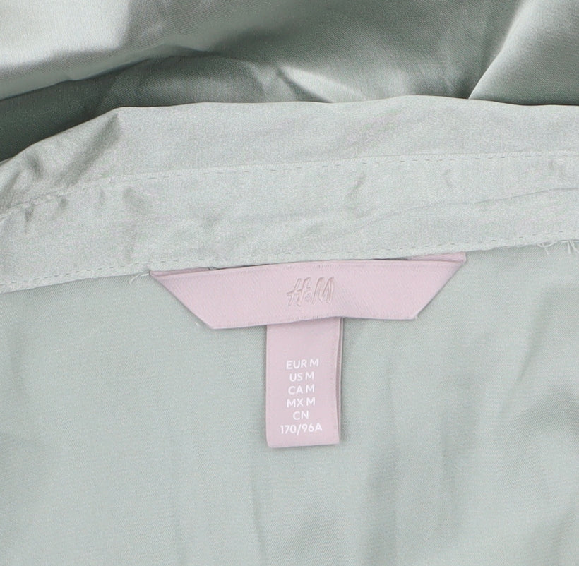 H&M Women Green Satin Long Sleeve Blouse Size 12