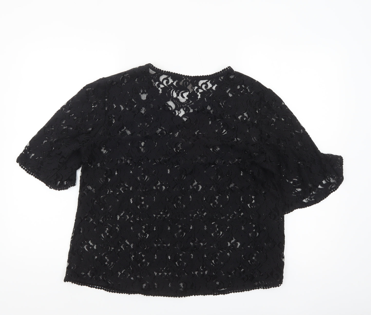 Vero Moda Women's Black Lace V-Neck Short Sleeve Blouse Size L