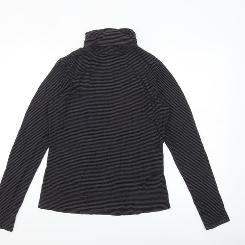 H&M Women's Black Striped Roll Neck Long Sleeve Jersey Top Size 14