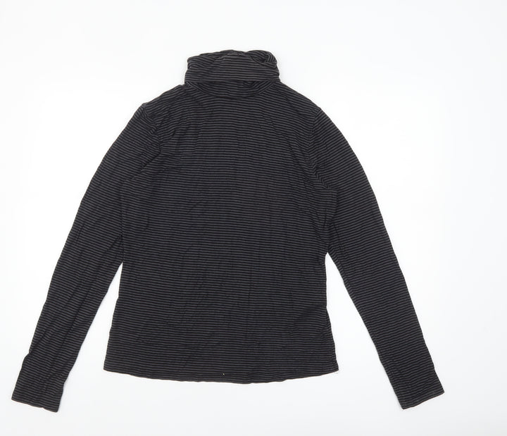 H&M Women's Black Striped Roll Neck Long Sleeve Jersey Top Size 14