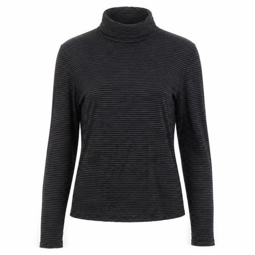 H&M Women's Black Striped Roll Neck Long Sleeve Jersey Top Size 14