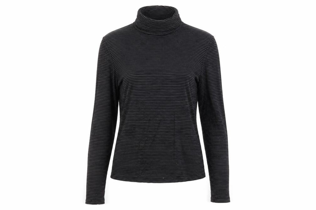 H&M Women's Black Striped Roll Neck Long Sleeve Jersey Top Size 14